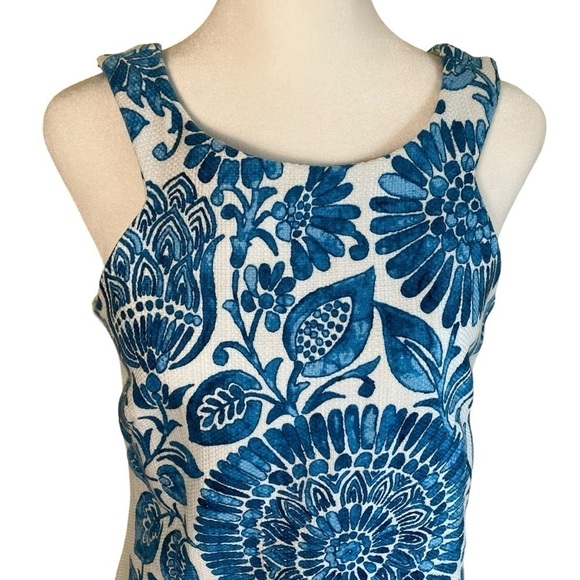 Just…Taylor Summer Sheath Dress Medallion Floral Leaf Print Textured Cotton Sz 4 - Picture 4 of 16